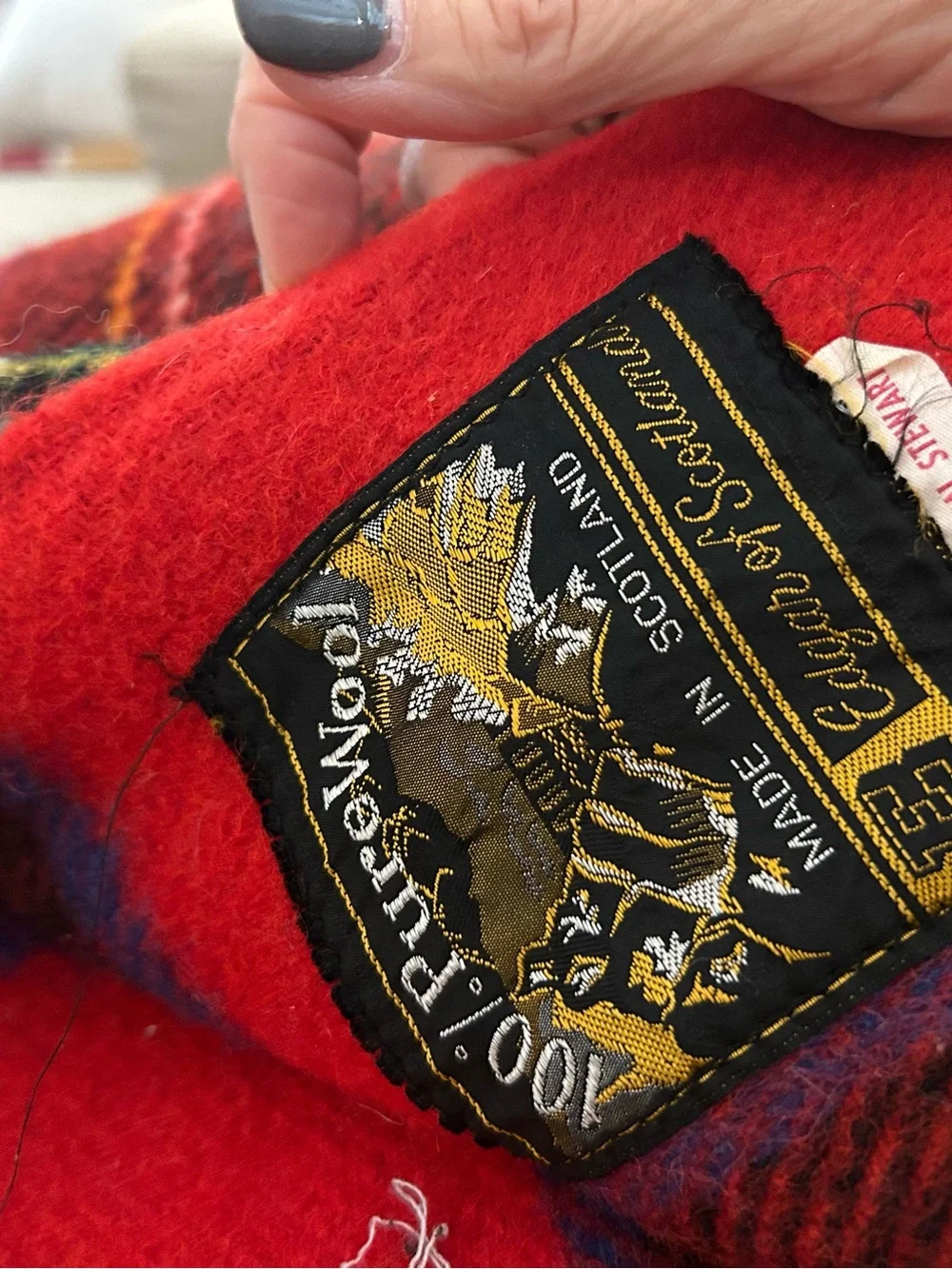 Red Tartan Wool Throw Blanket
